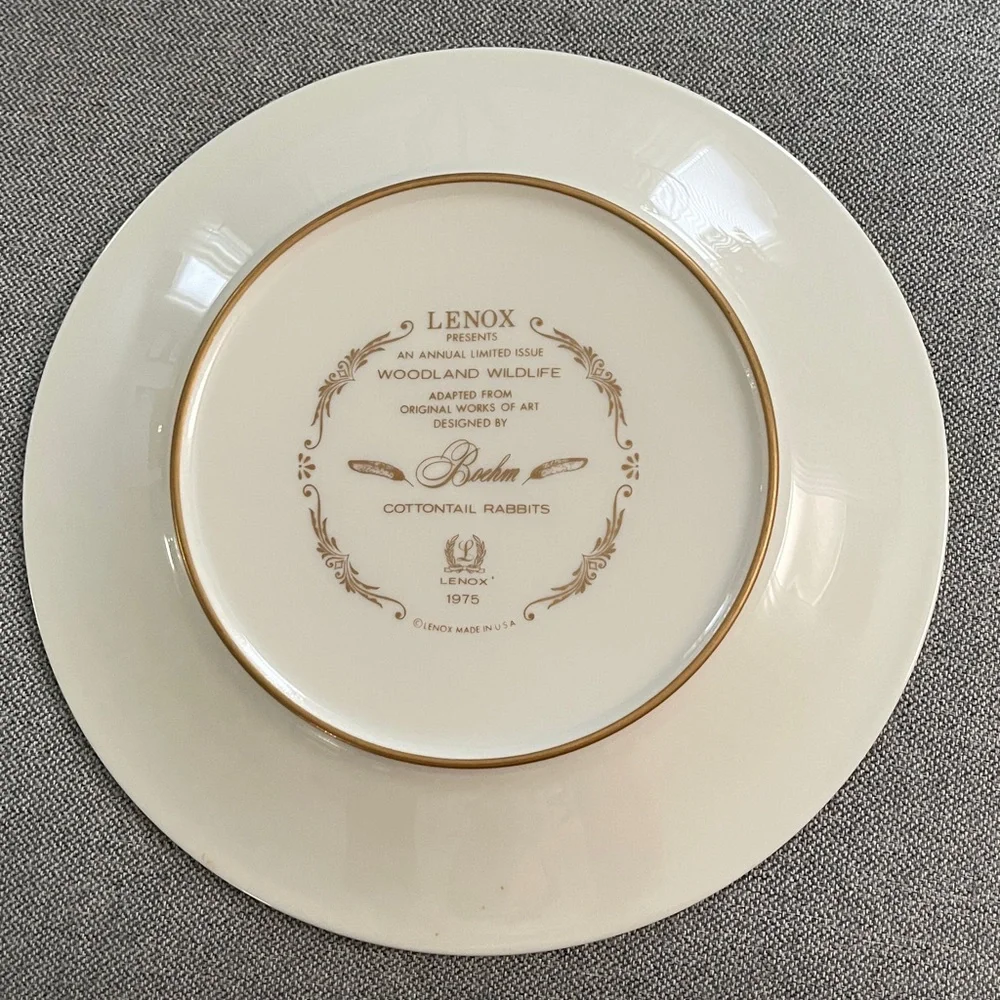 Lenox Boehm Woodland Wildlife Cottontail Rabbits collector plate